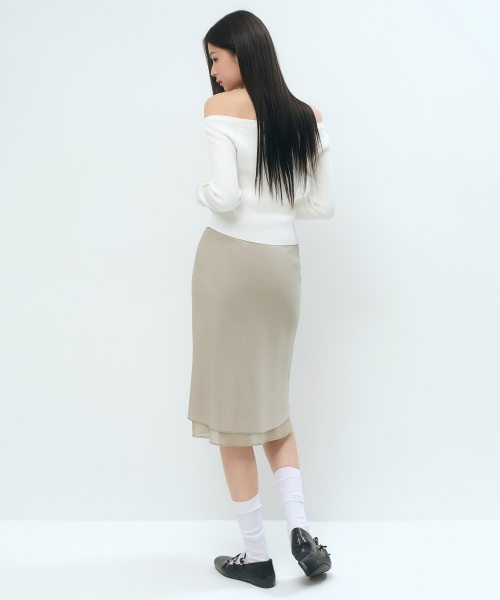 MUSINSA STANDARD WOMAN（ムシンサスタンダードウーマン）の「ウィメンズダブルレイヤーミディスカート[マッシュルーム]（スカート・レディース・その他・X-SMALL/SMALL/MEDIUM/LARGE）」の8枚目の写真
