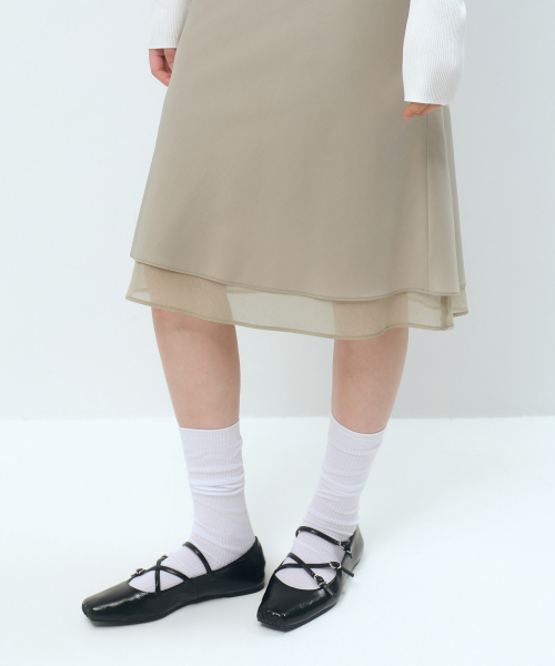 MUSINSA STANDARD WOMAN（ムシンサスタンダードウーマン）の「ウィメンズダブルレイヤーミディスカート[マッシュルーム]（スカート・レディース・その他・X-SMALL/SMALL/MEDIUM/LARGE）」の6枚目の写真