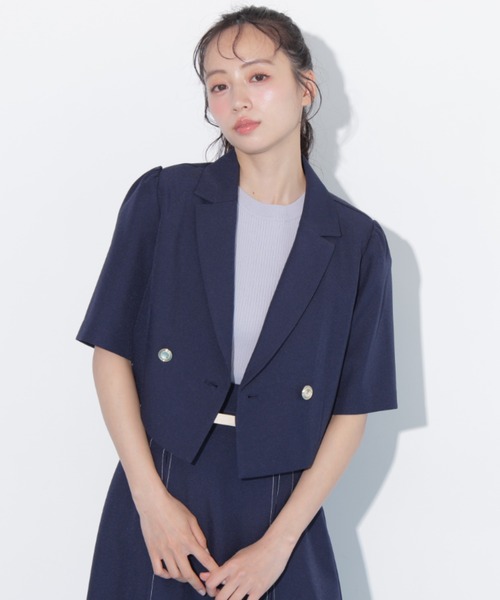JILL by JILL STUART(ジルバイジルスチュアート)の「サマーツイル半袖ジャケット(その他アウター・レディース・グレー/ネイビー/ベージュ・FREE)」の3枚目の写真
