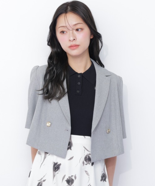JILL by JILL STUART(ジルバイジルスチュアート)の「サマーツイル半袖ジャケット(その他アウター・レディース・グレー/ネイビー/ベージュ・FREE)」の6枚目の写真
