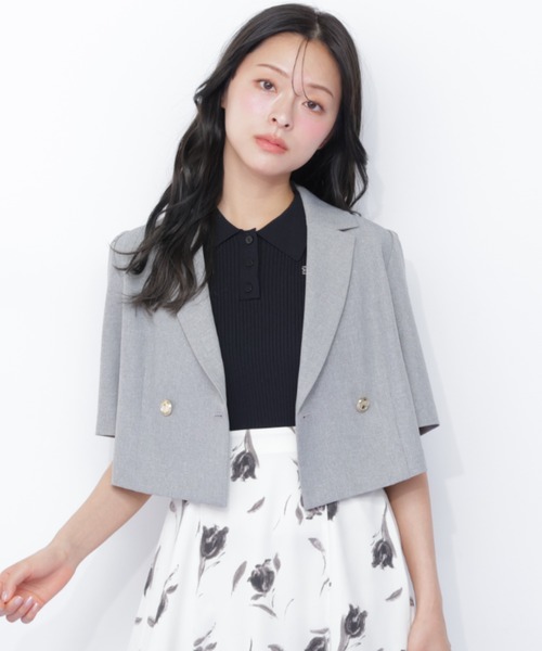 JILL by JILL STUART(ジルバイジルスチュアート)の「サマーツイル半袖ジャケット(その他アウター・レディース・グレー/ネイビー/ベージュ・FREE)」の7枚目の写真