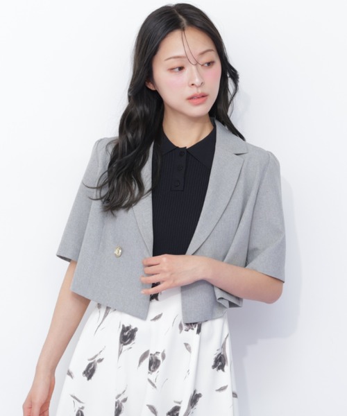 JILL by JILL STUART(ジルバイジルスチュアート)の「サマーツイル半袖ジャケット(その他アウター・レディース・グレー/ネイビー/ベージュ・FREE)」の4枚目の写真