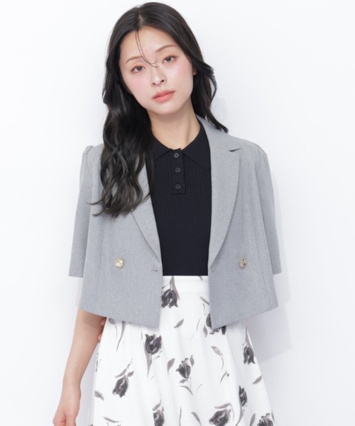 JILL by JILL STUART(ジルバイジルスチュアート)の「サマーツイル半袖ジャケット(その他アウター・レディース・グレー/ネイビー/ベージュ・FREE)」の5枚目の写真