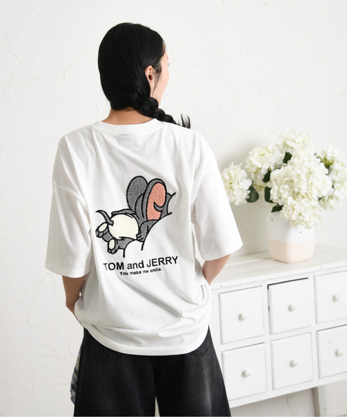 neos】TOM&JERRY トムとジェリー ルーズシルエット サガラ刺繍 ロゴ T