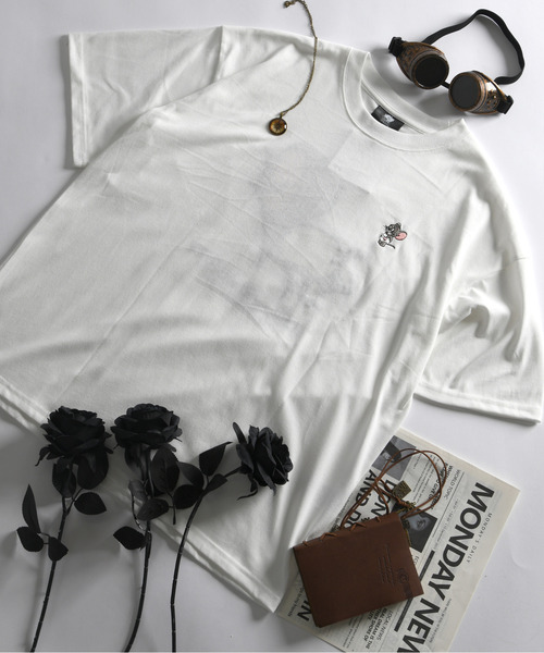 Tom＆Jerry（トムアンドジェリー）の「【neos】TOM&JERRY トTOM&JERRY トムとジェリー Tシャツ レディース メンズ 刺繍 ワッペン バックプリント ルーズシルエット 半袖 ビッグT サガラ刺繍 ユニセックス（Tシャツ/カットソー・レディース・サックスブルー/ホワイト/キナリ/スミクロ・MEDIUM/LARGE/X-LARGE）」の19枚目の写真