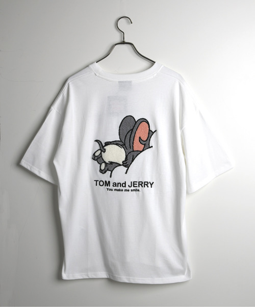 Tom＆Jerry（トムアンドジェリー）の「【neos】TOM&JERRY トTOM&JERRY トムとジェリー Tシャツ レディース メンズ 刺繍 ワッペン バックプリント ルーズシルエット 半袖 ビッグT サガラ刺繍 ユニセックス（Tシャツ/カットソー・レディース・サックスブルー/ホワイト/キナリ/スミクロ・MEDIUM/LARGE/X-LARGE）」の18枚目の写真