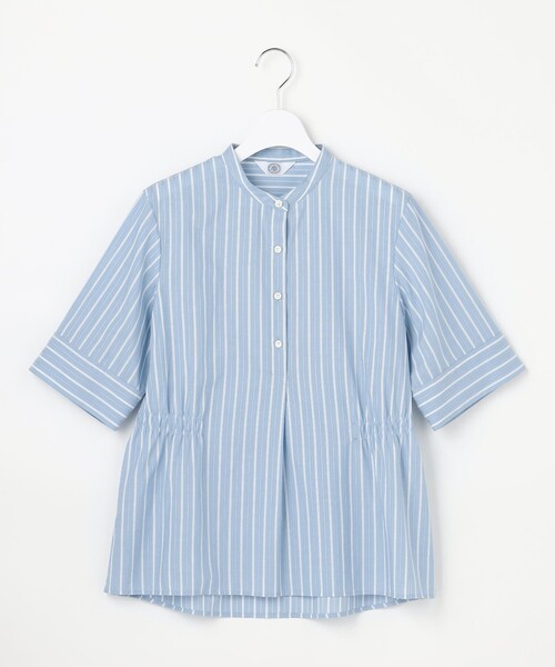 J.PRESS Ladies(J.プレス レディス)の「【シーンレスに活躍】セルロースカラミストライプ バンドカラー ブラウス(シャツ/ブラウス・レディース・ホワイト系1/ネイビー系1/スカイブルー系1・XS)」の11枚目の写真