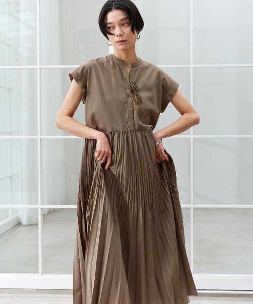 green label relaxing（グリーンレーベルリラクシング）の「［size SHORT/TALLあり］全方位映えプリーツワンピ マシンウォッシャブル 吸水速乾（ワンピース・レディース・ライトブルー/モカ/ブラック・TALL/SHORT/FREE）」の15枚目の写真