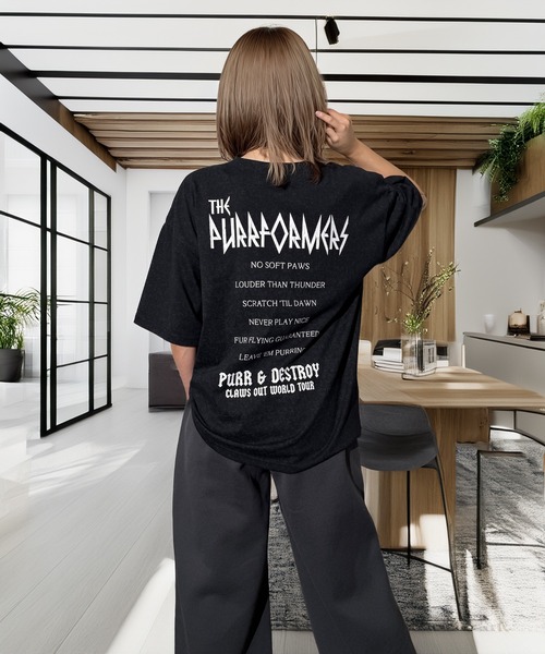 Candlestick(キャンドルスティック)の「キャット ツアー グラフィック オーバーサイズ 半袖 Tシャツ 韓国ストリート(Tシャツ/カットソー・レディース・ブラック/スミクロ/モカ/ネイビー・M/L)」の7枚目の写真