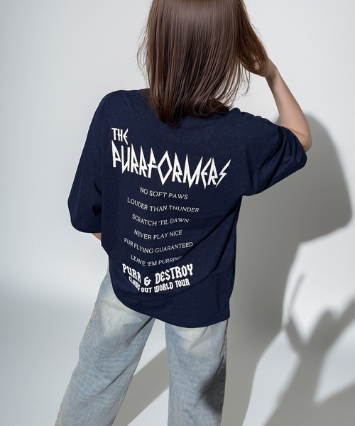 Candlestick(キャンドルスティック)の「キャット ツアー グラフィック オーバーサイズ 半袖 Tシャツ 韓国ストリート(Tシャツ/カットソー・レディース・ブラック/スミクロ/モカ/ネイビー・M/L)」の19枚目の写真
