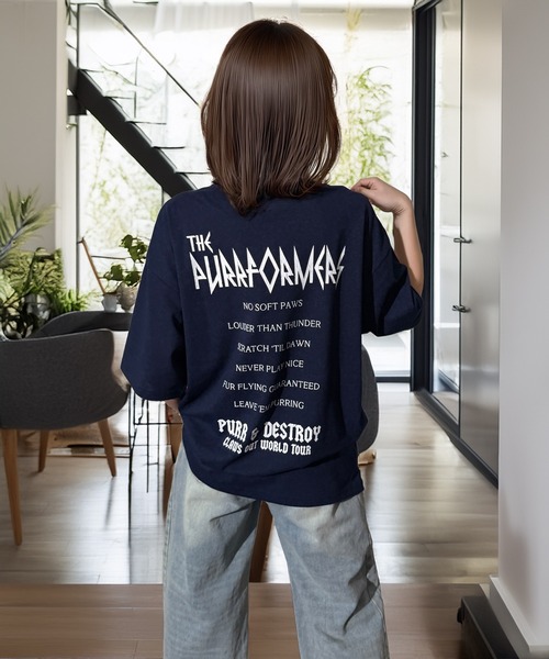 Candlestick(キャンドルスティック)の「キャット ツアー グラフィック オーバーサイズ 半袖 Tシャツ 韓国ストリート(Tシャツ/カットソー・レディース・ブラック/スミクロ/モカ/ネイビー・M/L)」の20枚目の写真