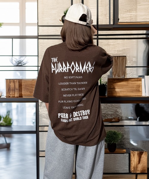 Candlestick(キャンドルスティック)の「キャット ツアー グラフィック オーバーサイズ 半袖 Tシャツ 韓国ストリート(Tシャツ/カットソー・レディース・ブラック/スミクロ/モカ/ネイビー・M/L)」の16枚目の写真