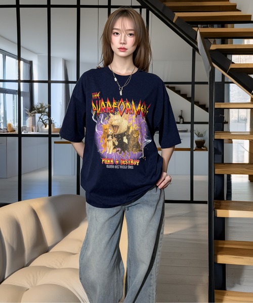Candlestick(キャンドルスティック)の「キャット ツアー グラフィック オーバーサイズ 半袖 Tシャツ 韓国ストリート(Tシャツ/カットソー・レディース・ブラック/スミクロ/モカ/ネイビー・M/L)」の22枚目の写真