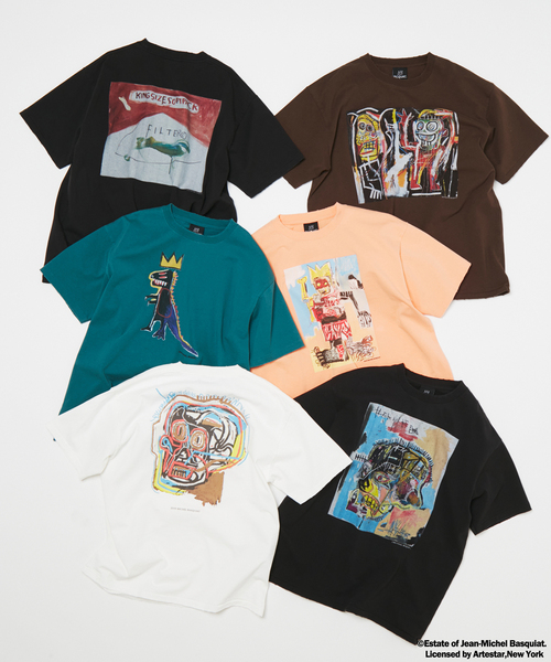 【90s・シングル】バスキア 総柄 マルチプリント Tシャツ L 希少 Jean-Michel Basquiat / ジャン＝ミシェル・バスキア プリントTシャツ