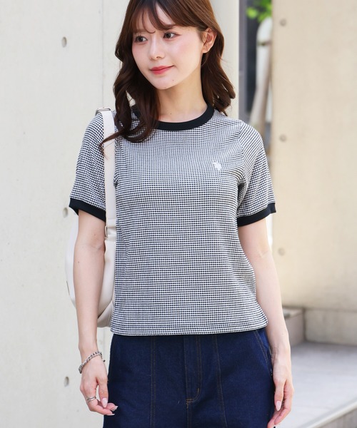 U.S. POLO ASSN.(ユーエスポロアッスン)の「【U.S. POLO ASSN./ユーエスポロアッスン】ワンポイント刺繍 シアサッカー リンガーTシャツ(Tシャツ/カットソー・レディース・ブラック/ベージュ/サックスブルー・LL/M/L)」の1枚目の写真