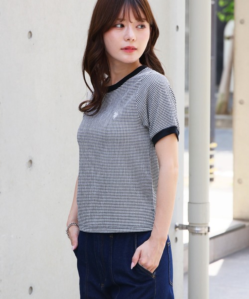 U.S. POLO ASSN.(ユーエスポロアッスン)の「【U.S. POLO ASSN./ユーエスポロアッスン】ワンポイント刺繍 シアサッカー リンガーTシャツ(Tシャツ/カットソー・レディース・ブラック/ベージュ/サックスブルー・LL/M/L)」の4枚目の写真