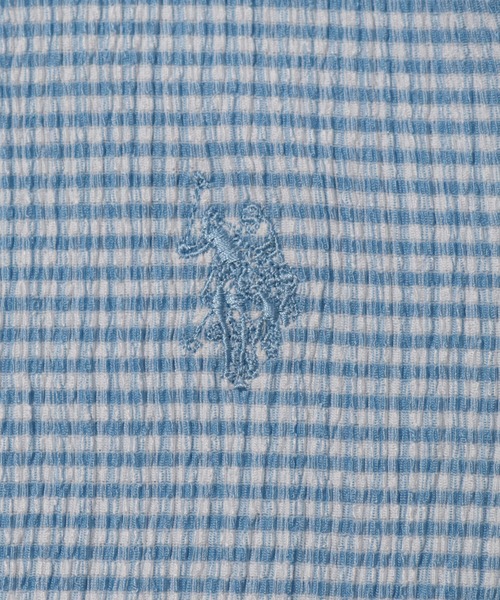 U.S. POLO ASSN.(ユーエスポロアッスン)の「【U.S. POLO ASSN./ユーエスポロアッスン】ワンポイント刺繍 シアサッカー リンガーTシャツ(Tシャツ/カットソー・レディース・ブラック/ベージュ/サックスブルー・LL/M/L)」の8枚目の写真