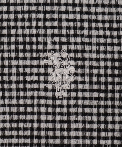 U.S. POLO ASSN.(ユーエスポロアッスン)の「【U.S. POLO ASSN./ユーエスポロアッスン】ワンポイント刺繍 シアサッカー リンガーTシャツ(Tシャツ/カットソー・レディース・ブラック/ベージュ/サックスブルー・LL/M/L)」の10枚目の写真