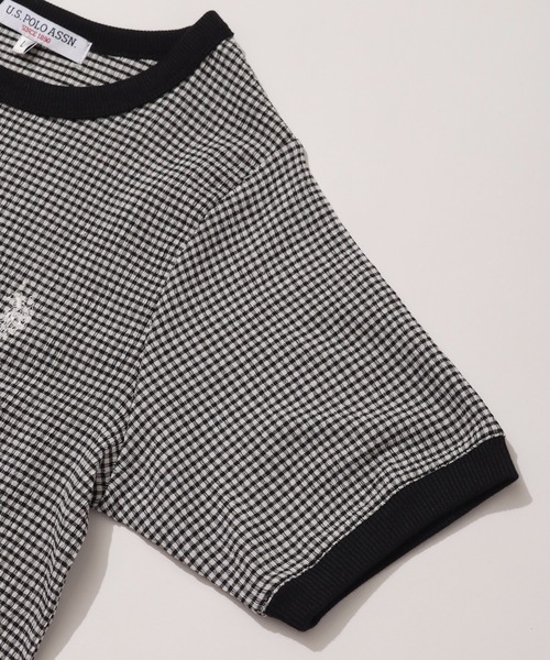 U.S. POLO ASSN.(ユーエスポロアッスン)の「【U.S. POLO ASSN./ユーエスポロアッスン】ワンポイント刺繍 シアサッカー リンガーTシャツ(Tシャツ/カットソー・レディース・ブラック/ベージュ/サックスブルー・LL/M/L)」の13枚目の写真
