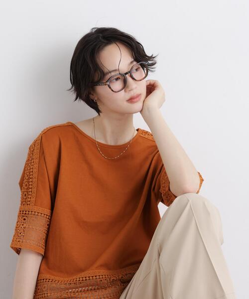 NANO universe(ナノユニバース)の「レースコンビドルマンカットトップス(Tシャツ/カットソー・レディース・ブラック/ホワイト/ライトブラウン・FREE)」の3枚目の写真