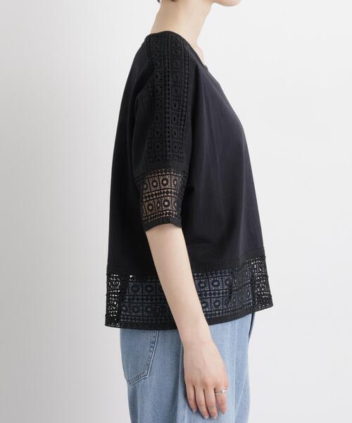 NANO universe(ナノユニバース)の「レースコンビドルマンカットトップス(Tシャツ/カットソー・レディース・ブラック/ホワイト/ライトブラウン・FREE)」の12枚目の写真