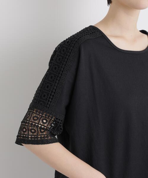 NANO universe(ナノユニバース)の「レースコンビドルマンカットトップス(Tシャツ/カットソー・レディース・ブラック/ホワイト/ライトブラウン・FREE)」の15枚目の写真
