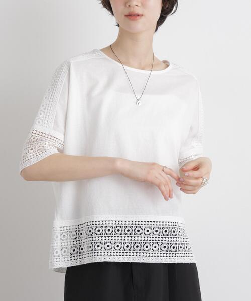 NANO universe(ナノユニバース)の「レースコンビドルマンカットトップス(Tシャツ/カットソー・レディース・ブラック/ホワイト/ライトブラウン・FREE)」の20枚目の写真