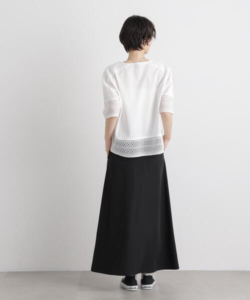 NANO universe(ナノユニバース)の「レースコンビドルマンカットトップス(Tシャツ/カットソー・レディース・ブラック/ホワイト/ライトブラウン・FREE)」の22枚目の写真