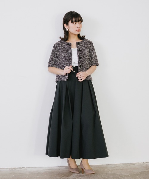 Sirin(シリン)の「半袖ツイードジャケット【2サイズ展開】(ノーカラージャケット・レディース・ブラック/ベージュ・S/XS)」の13枚目の写真