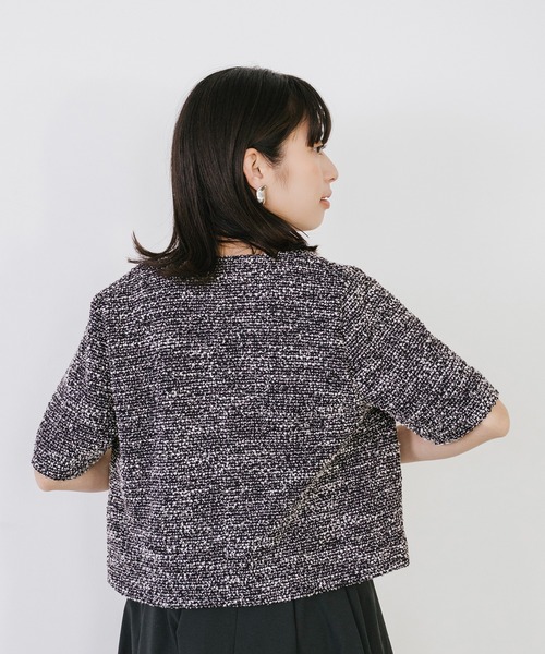 Sirin(シリン)の「半袖ツイードジャケット【2サイズ展開】(ノーカラージャケット・レディース・ブラック/ベージュ・S/XS)」の19枚目の写真