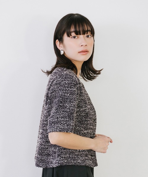 Sirin(シリン)の「半袖ツイードジャケット【2サイズ展開】(ノーカラージャケット・レディース・ブラック/ベージュ・S/XS)」の18枚目の写真