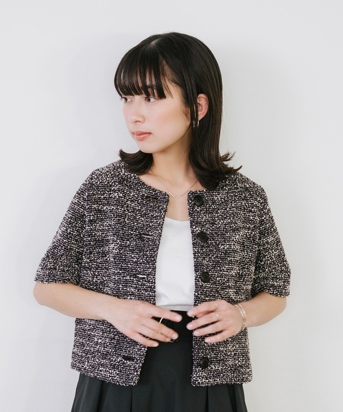 Sirin(シリン)の「半袖ツイードジャケット【2サイズ展開】(ノーカラージャケット・レディース・ブラック/ベージュ・S/XS)」の17枚目の写真