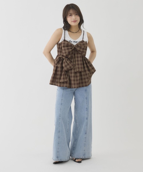 archives（アルシーヴ）の「【シンプルなのに洒落るロゴタンク】フロッキーロゴプリントタンク（タンクトップ・レディース・ブラック/オフホワイト・MEDIUM）」の14枚目の写真