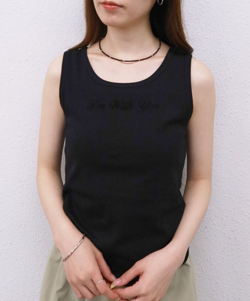 archives（アルシーヴ）の「【シンプルなのに洒落るロゴタンク】フロッキーロゴプリントタンク（タンクトップ・レディース・ブラック/オフホワイト・MEDIUM）」の10枚目の写真