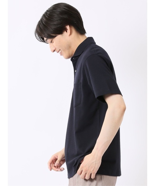 TAKA-Q(タカキュー)の「ビズポロ ポロシャツ メンズ 半袖 ストレッチ カッタウェイ 綿混 カット ジャガード クールビズ (ポロシャツ・メンズ・ネイビー/ライトグレー・LARGE/X-LARGE/MEDIUM)」の21枚目の写真