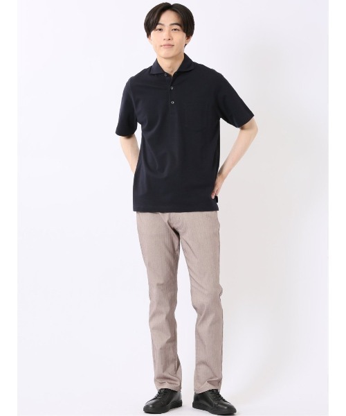 TAKA-Q(タカキュー)の「ビズポロ ポロシャツ メンズ 半袖 ストレッチ カッタウェイ 綿混 カット ジャガード クールビズ (ポロシャツ・メンズ・ネイビー/ライトグレー・LARGE/X-LARGE/MEDIUM)」の18枚目の写真