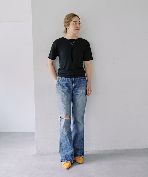 SHENERY(シーナリー)の「【LUALY】【接触冷感/吸水速乾】BACKリボンフライスTee(Tシャツ/カットソー・レディース・ブラック/オフホワイト・FREE)」の17枚目の写真