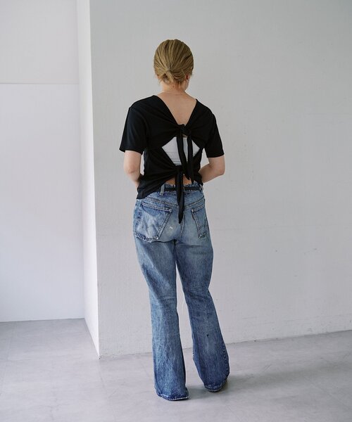 SHENERY(シーナリー)の「【LUALY】【接触冷感/吸水速乾】BACKリボンフライスTee(Tシャツ/カットソー・レディース・ブラック/オフホワイト・FREE)」の18枚目の写真