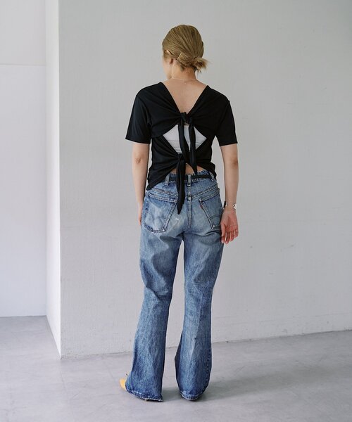 SHENERY(シーナリー)の「【LUALY】【接触冷感/吸水速乾】BACKリボンフライスTee(Tシャツ/カットソー・レディース・ブラック/オフホワイト・FREE)」の19枚目の写真