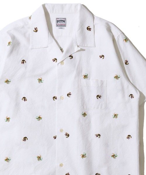 HOUSTON（ヒューストン）の「【HOUSTON / ヒューストン】OXFORD EMBROIDERY SHIRT（シャツ/ブラウス・メンズ・ブラック系1/ブラック系2/ホワイト系1/ホワイト系2/オリーブ系1/オリーブ系2・MEDIUM/LARGE/X-LARGE）」の2枚目の写真