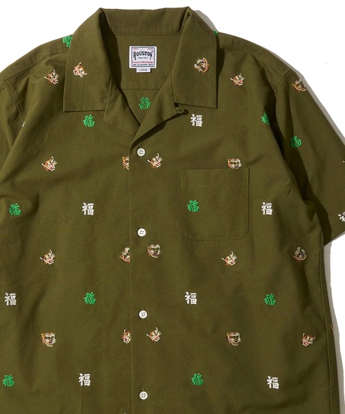 HOUSTON（ヒューストン）の「【HOUSTON / ヒューストン】OXFORD EMBROIDERY SHIRT（シャツ/ブラウス・メンズ・ブラック系1/ブラック系2/ホワイト系1/ホワイト系2/オリーブ系1/オリーブ系2・MEDIUM/LARGE/X-LARGE）」の5枚目の写真