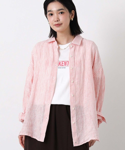 Gready Brilliant(グレディブリリアン)の「リネン柄シャツ(シャツ/ブラウス・レディース・ホワイト×ブルー/ホワイト×ピンク/チェック・38)」の3枚目の写真