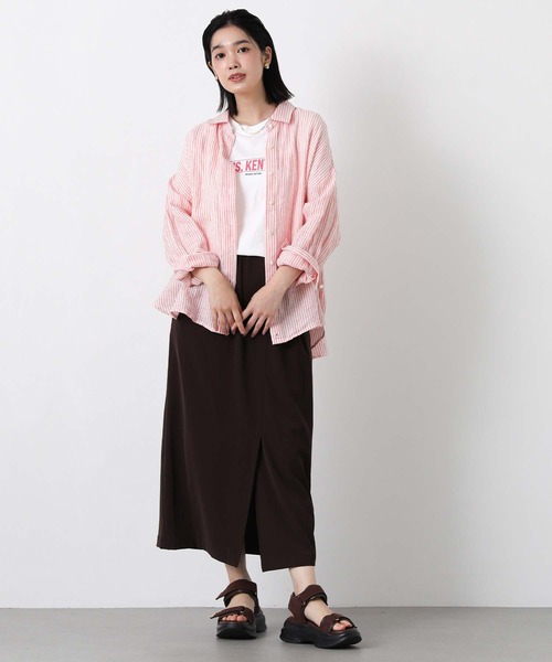 Gready Brilliant(グレディブリリアン)の「リネン柄シャツ(シャツ/ブラウス・レディース・ホワイト×ブルー/ホワイト×ピンク/チェック・38)」の4枚目の写真