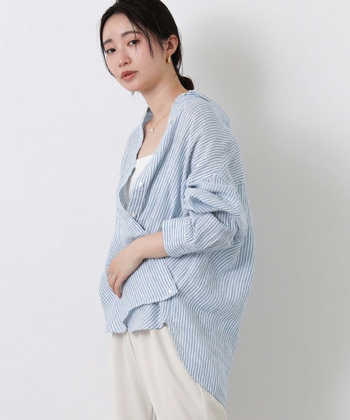 Gready Brilliant(グレディブリリアン)の「リネン柄シャツ(シャツ/ブラウス・レディース・ホワイト×ブルー/ホワイト×ピンク/チェック・38)」の11枚目の写真