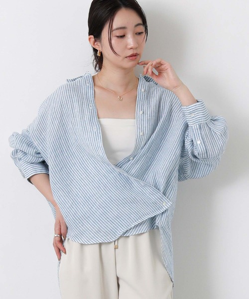 Gready Brilliant(グレディブリリアン)の「リネン柄シャツ(シャツ/ブラウス・レディース・ホワイト×ブルー/ホワイト×ピンク/チェック・38)」の9枚目の写真