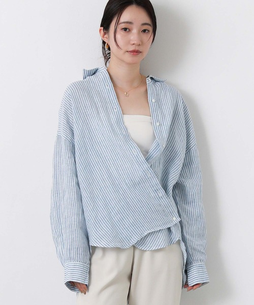 Gready Brilliant(グレディブリリアン)の「リネン柄シャツ(シャツ/ブラウス・レディース・ホワイト×ブルー/ホワイト×ピンク/チェック・38)」の6枚目の写真