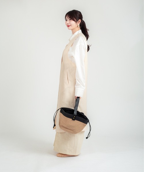 TARANGO(タランゴ)の「【TARANGO】麻ジュート×本革バッグ ワンショルダーバッグ 巾着バッグ(かごバッグ・レディース・ナチュラル・FREE)」の9枚目の写真