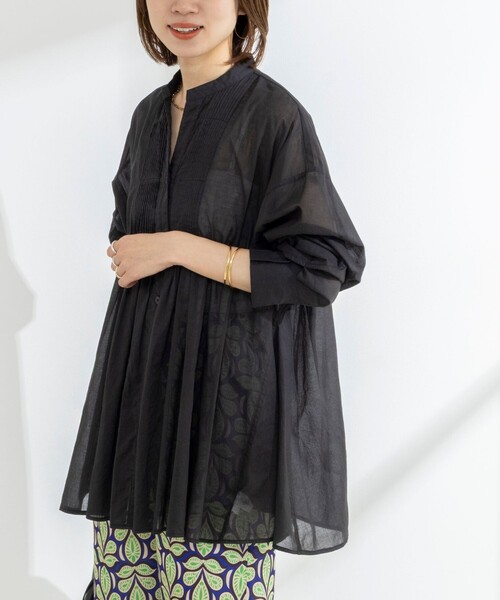NOLLEY’S（ノーリーズ）の「【BECシリーズ】綿ボイルピンタックオーバーシャツ（シャツ/ブラウス・レディース・ブラック/ライトブルー/オフホワイト・38）」の7枚目の写真