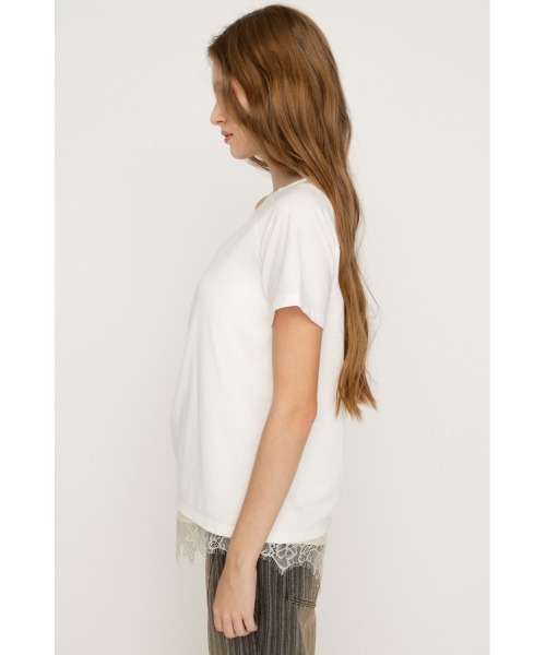 SLY(スライ)の「SATIN LACE DOCKING TOPS サテンレースドッキングトップス 夏服(Tシャツ/カットソー・レディース・ブラウン/アイボリー/ライトブラック・FREE)」の8枚目の写真