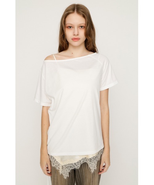 SLY(スライ)の「SATIN LACE DOCKING TOPS サテンレースドッキングトップス 夏服(Tシャツ/カットソー・レディース・ブラウン/アイボリー/ライトブラック・FREE)」の11枚目の写真
